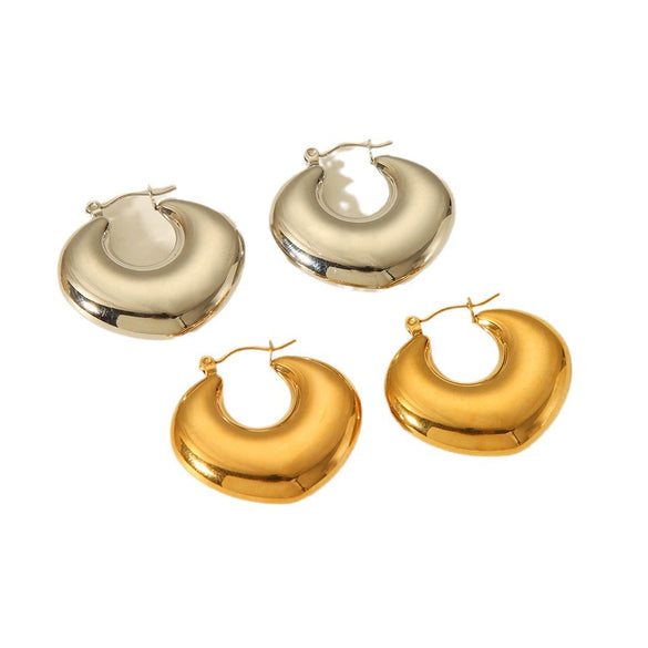 Stainless Steel Electroplated Hollow Geometric Earrings For Women