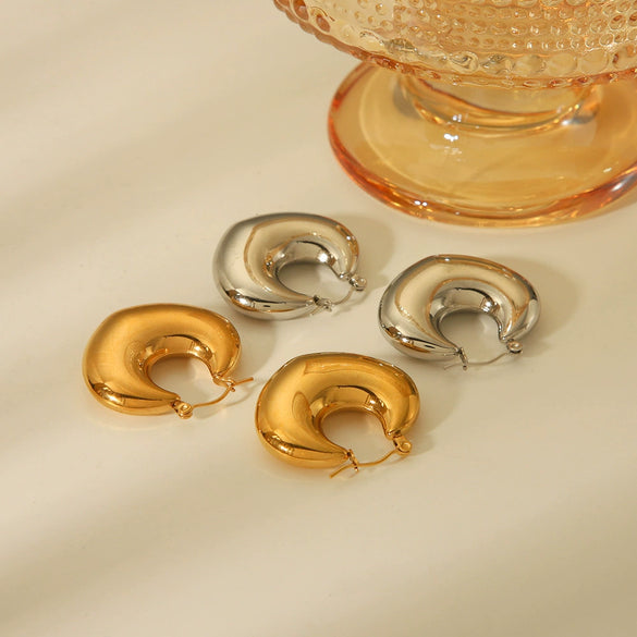 Stainless Steel Electroplated Hollow Geometric Earrings For Women