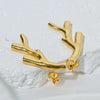 Stainless Steel Electroplated 18K Gold Fashion Personality Reindeer Antler Stud Earrings For Women