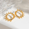 Stainless Steel Electroplated 18K Gold Women's Sun Moon Fashionable Earrings