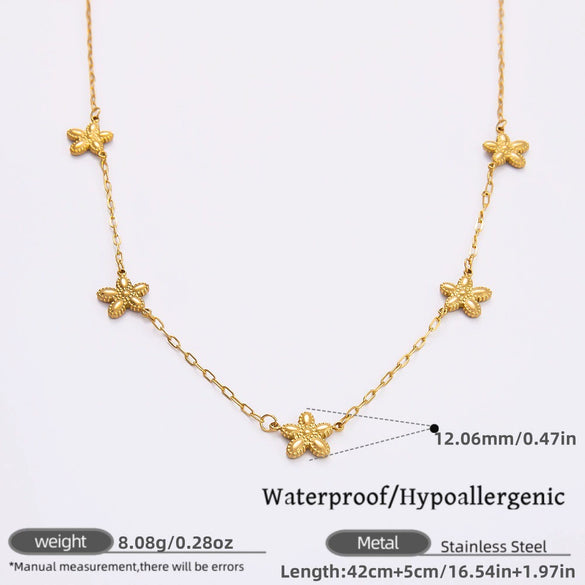 Stainless Steel Electroplated 18K Real Gold Geometric Bow Heart Flower Clavicle Necklace For Women
