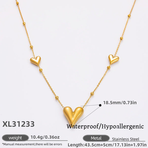Stainless Steel Electroplated 18K Real Gold Geometric Bow Heart Flower Clavicle Necklace For Women