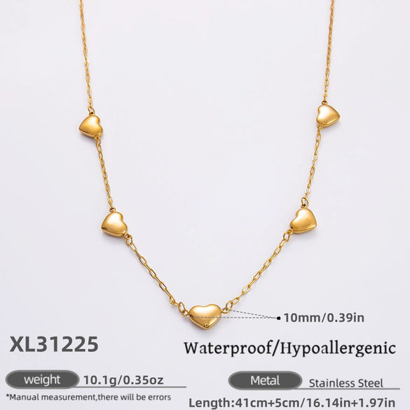 Stainless Steel Electroplated 18K Real Gold Geometric Bow Heart Flower Clavicle Necklace For Women