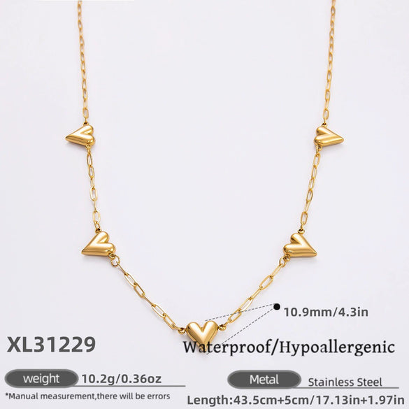Stainless Steel Electroplated 18K Real Gold Geometric Bow Heart Flower Clavicle Necklace For Women