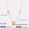 Stainless Steel Electroplated 18K Real Gold Geometric Bow Heart Flower Clavicle Necklace For Women