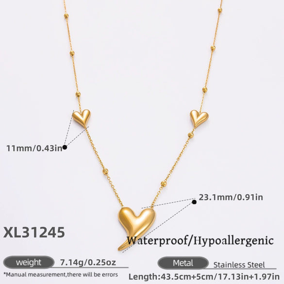 Stainless Steel Electroplated 18K Real Gold Geometric Bow Heart Flower Clavicle Necklace For Women