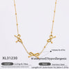 Stainless Steel Electroplated 18K Real Gold Geometric Bow Heart Flower Clavicle Necklace For Women