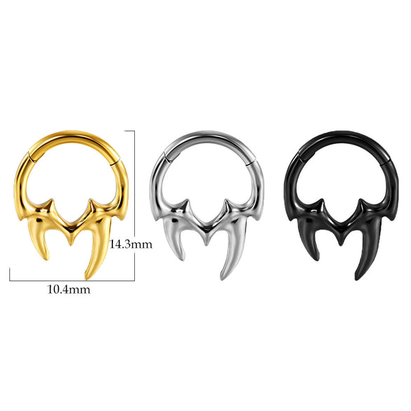 Stainless Steel Electroplated Pointed Cone And Arc Split Ring Jewelry Spider Design Earrings And Nose Ring
