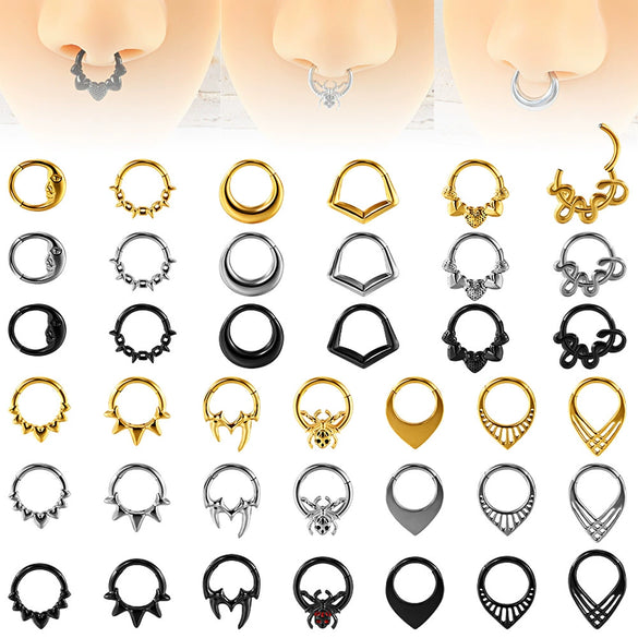 Stainless Steel Electroplated Pointed Cone And Arc Split Ring Jewelry Spider Design Earrings And Nose Ring