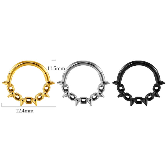 Stainless Steel Electroplated Pointed Cone And Arc Split Ring Jewelry Spider Design Earrings And Nose Ring