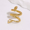 Stainless Steel Electroplated Snake Open Ring For Women Simple Animal Shape Non Fading Titanium Steel Jewelry