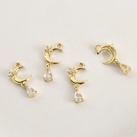 Stainless Steel Electroplated Star Moon Water Drop Zircon Pendant Earrings Accessories Material
