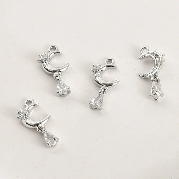 Stainless Steel Electroplated Star Moon Water Drop Zircon Pendant Earrings Accessories Material
