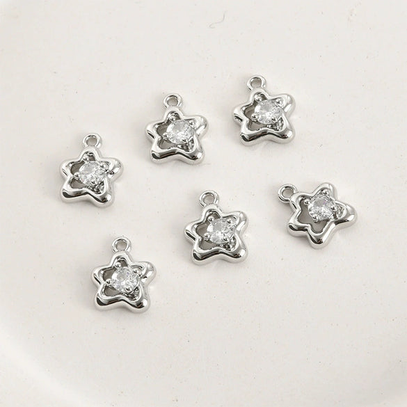 Stainless Steel Electroplated Star Moon Water Drop Zircon Pendant Earrings Accessories Material