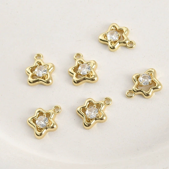 Stainless Steel Electroplated Star Moon Water Drop Zircon Pendant Earrings Accessories Material