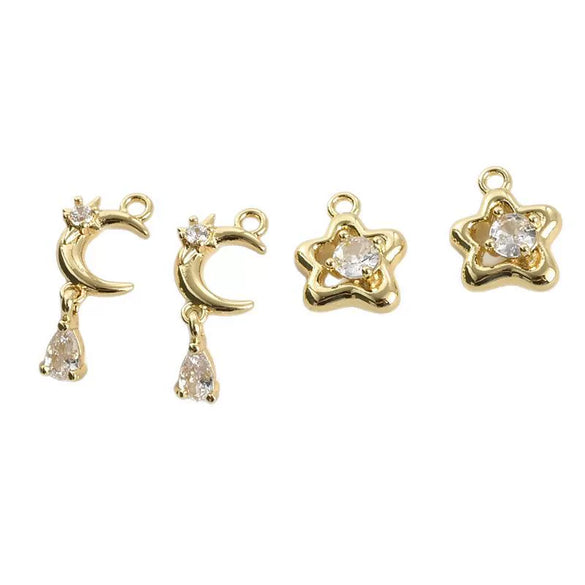 Stainless Steel Electroplated Star Moon Water Drop Zircon Pendant Earrings Accessories Material