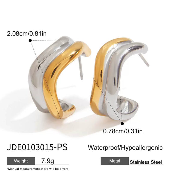 Stainless Steel Electroplated Wave Cshaped Women's Earrings