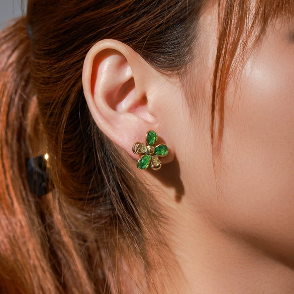 Stainless Steel Electroplated Women's Flower Style Earrings