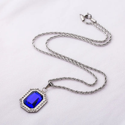 Stainless Steel Elegant Glam Geometric Inlay Rhinestones Pendant Necklace