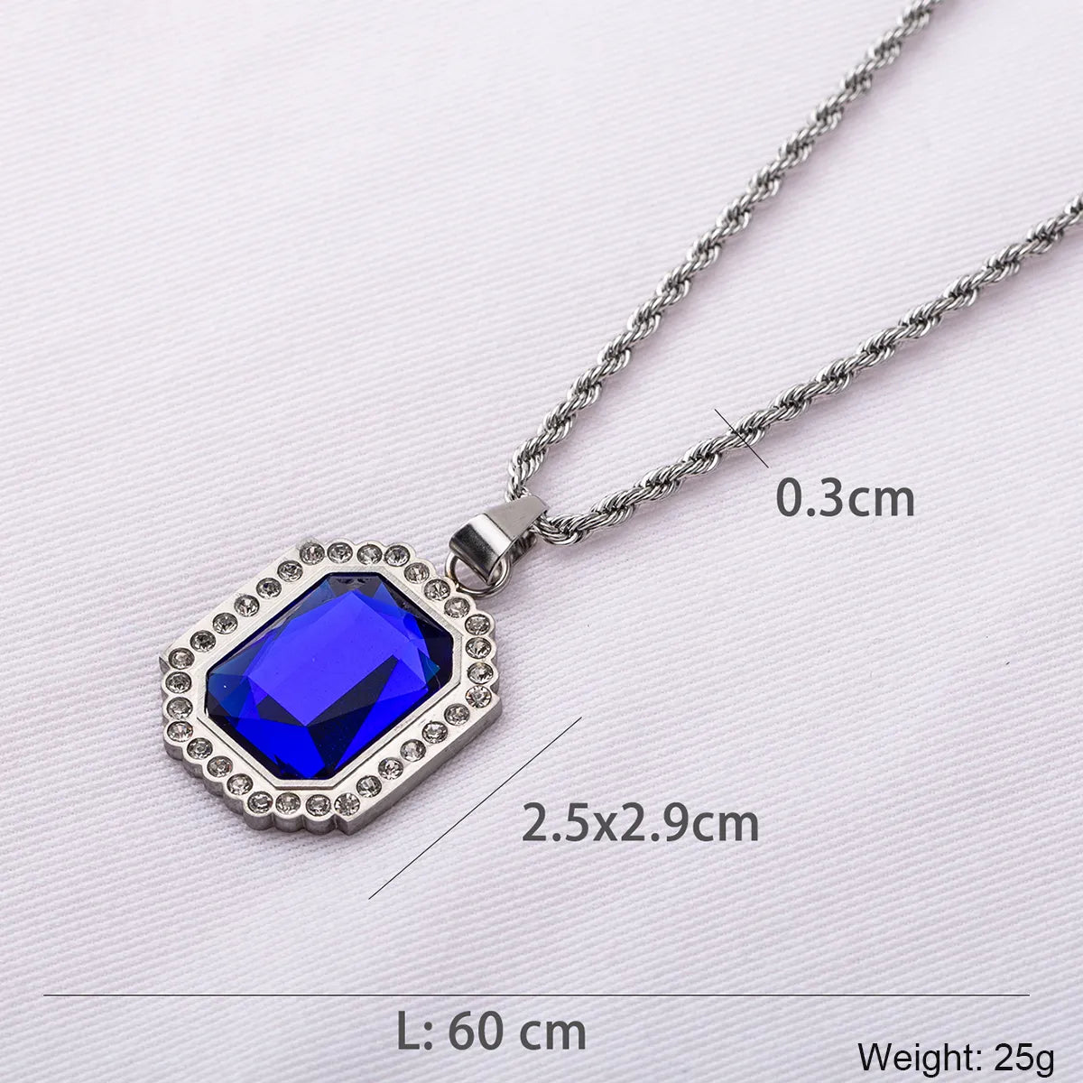 Stainless Steel Elegant Glam Geometric Inlay Rhinestones Pendant Necklace