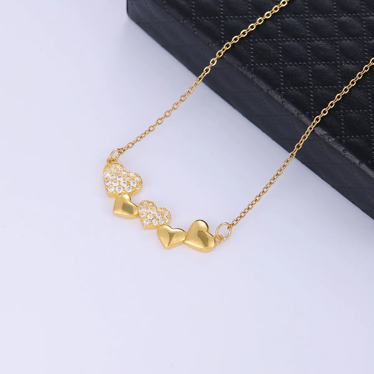 Stainless Steel Elegant Heart Shape Plating Inlay Zircon Pendant Necklace