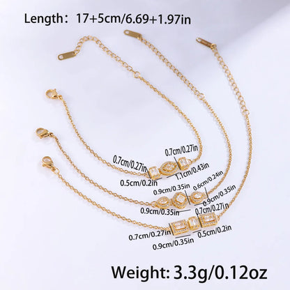 Stainless Steel Elegant Oval Water Droplets Rectangle Plating Inlay Zircon Bracelets