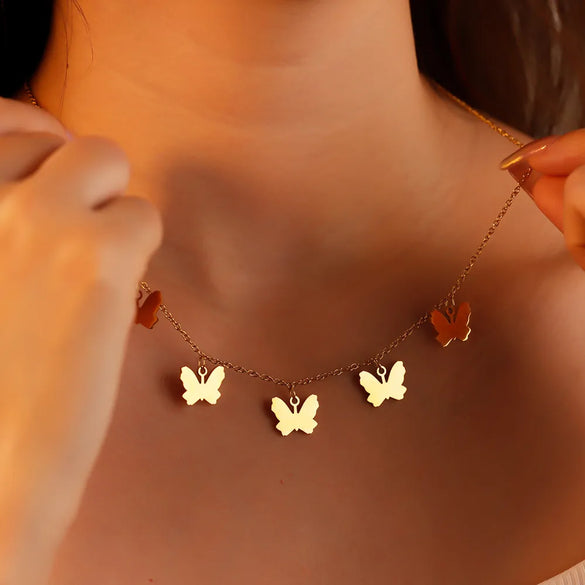 Stainless Steel Elegant Simple Style Butterfly Plating Necklace