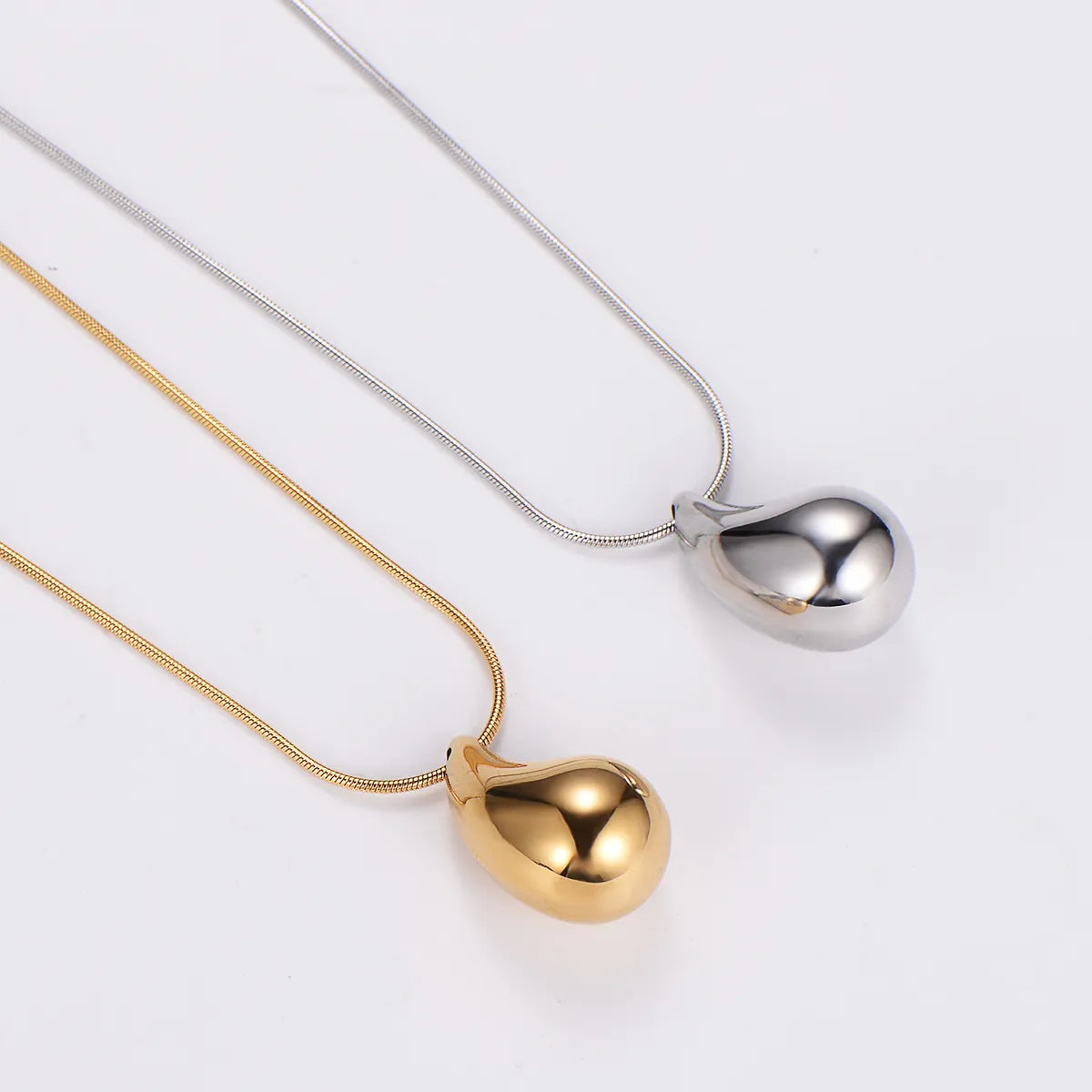 Stainless Steel Elegant Water Droplets Pendant Necklace