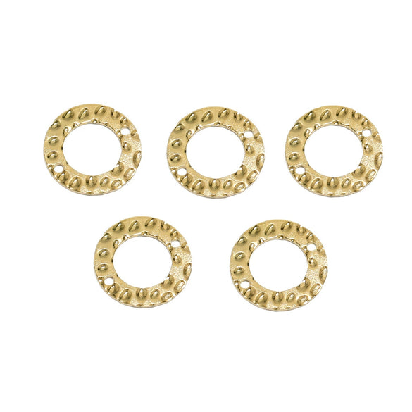 Stainless Steel Embossed Pleated Double Hole Round Jewelry Pendant For Diy Necklace Bracelet Clothing Accessories Ring With Electroplating