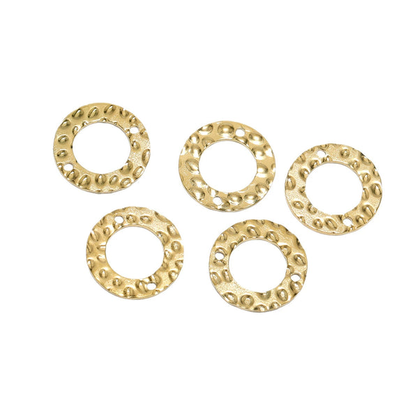 Stainless Steel Embossed Pleated Double Hole Round Jewelry Pendant For Diy Necklace Bracelet Clothing Accessories Ring With Electroplating