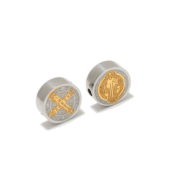 Stainless Steel Embossed Round Cake Beads Jewelry Accessories For Diy Necklace Bracelet Pendant
