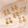 Stainless Steel Embossed Star Earrings Electroplated For Women