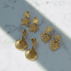 Stainless Steel Embossed Star Earrings Electroplated For Women