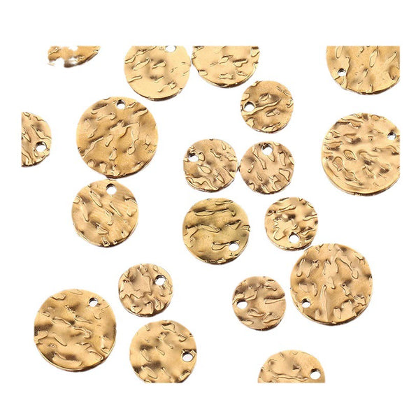 Stainless Steel Embossed Wafer Totem Pattern Diy Jewelry Connection Accessories Pendant For Bracelet And Necklace With Electroplating Treatment