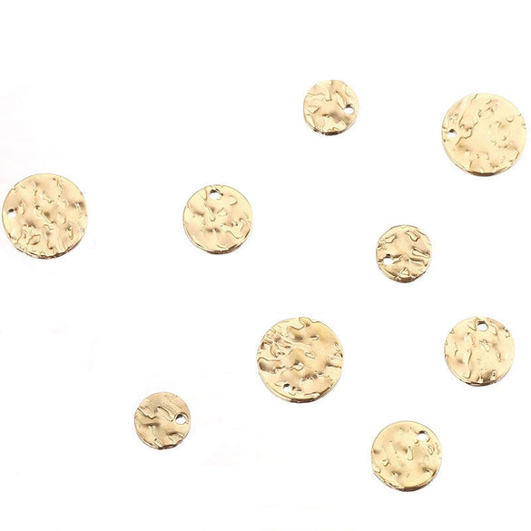 Stainless Steel Embossed Wafer Totem Pattern Diy Jewelry Connection Accessories Pendant For Bracelet And Necklace With Electroplating Treatment