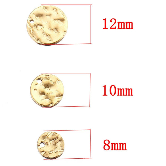 Stainless Steel Embossed Wafer Totem Pattern Diy Jewelry Connection Accessories Pendant For Bracelet And Necklace With Electroplating Treatment