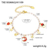 Stainless Steel Enamel Christmas Pendant Bead Necklace And Bracelet Set For Women Cute Cartoon Electroplated Jewelry
