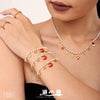 Stainless Steel Enamel Christmas Pendant Bead Necklace And Bracelet Set For Women Cute Cartoon Electroplated Jewelry