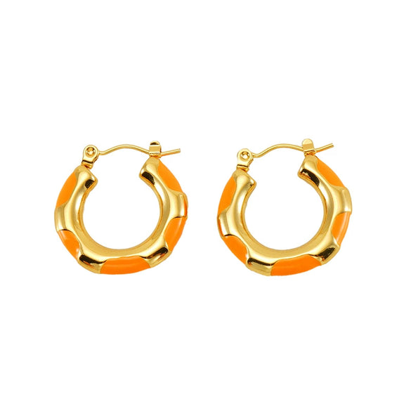 316L Stainless Steel Enamel Drop Glaze Geometric Electroplated Earrings For Women