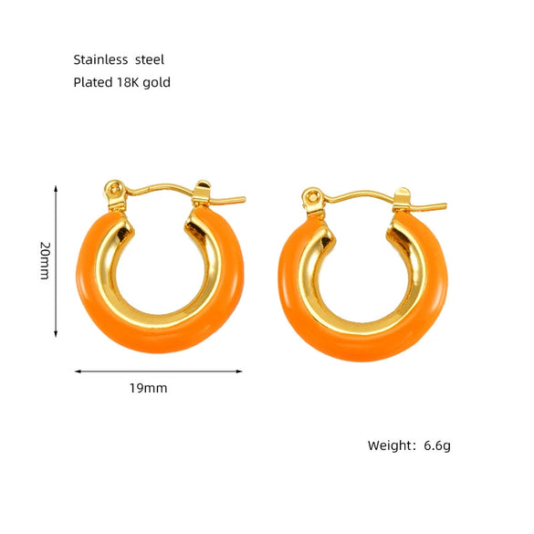 316L Stainless Steel Enamel Drop Glaze Geometric Electroplated Earrings For Women