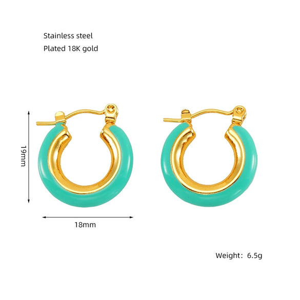 316L Stainless Steel Enamel Drop Glaze Geometric Electroplated Earrings For Women