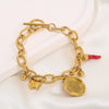 Stainless Steel Enamel Flower Butterfly Pepper Pendant Bracelet With Gold Chain And Ot Buckle Electroplated Jewelry