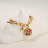 Stainless Steel Enamel Flower Butterfly Pepper Pendant Bracelet With Gold Chain And Ot Buckle Electroplated Jewelry