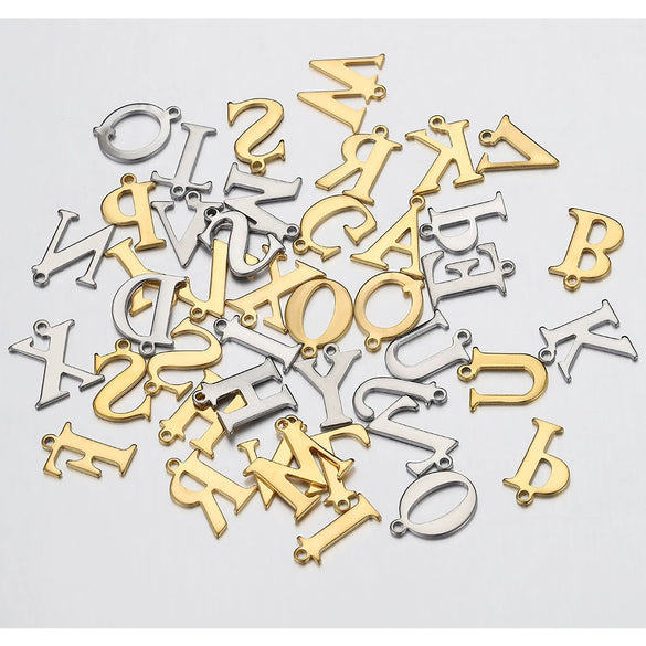Stainless Steel English Letter Pendant Electroplated Gold Necklace Accessories