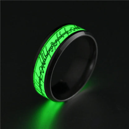 Cross-Border Ornament Stainless Steel Luminous Ring Fluorescent Stall Supply Titanium Steel Magic Ring The Lord Of The Rings Wholesale