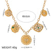 Stainless Steel Evil Eye Pendant With Drop Shape And Star Pattern Vacuum Plated 18K Gold Color