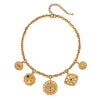 Stainless Steel Evil Eye Pendant With Star And Drop Shape Pattern Vacuum Plated 18K Gold Color