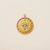 Stainless Steel Evil Eye Pendant With Star And Drop Shape Pattern Vacuum Plated 18K Gold Color