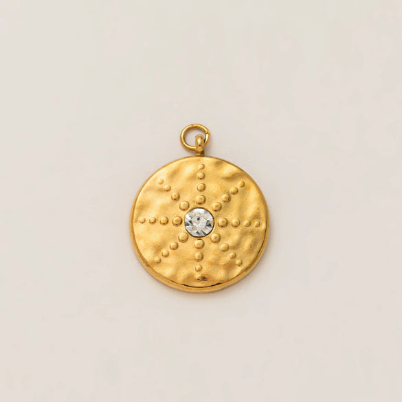 Stainless Steel Evil Eye Pendant With Star And Drop Shape Pattern Vacuum Plated 18K Gold Color