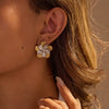 Stainless Steel Exaggerated Colorblocked Flower Electroplated Earrings For Women